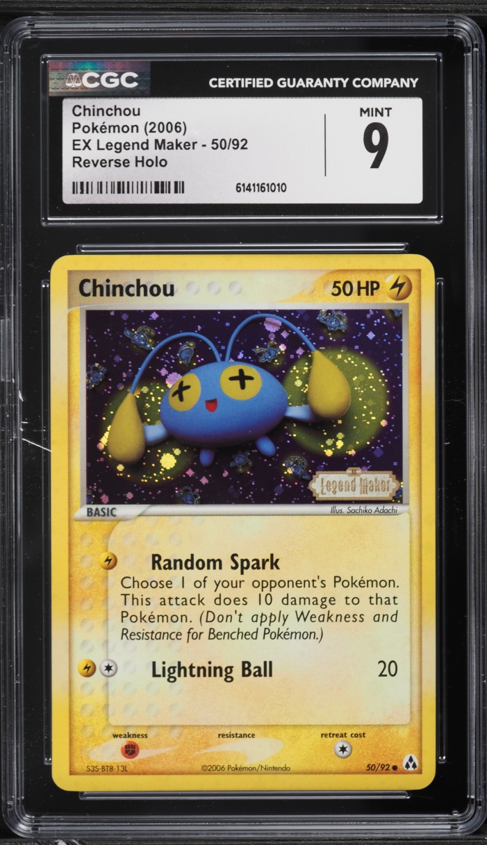 2006 Pokemon EX Legend Maker Reverse Holo Chinchou #50 CGC 9 MINT