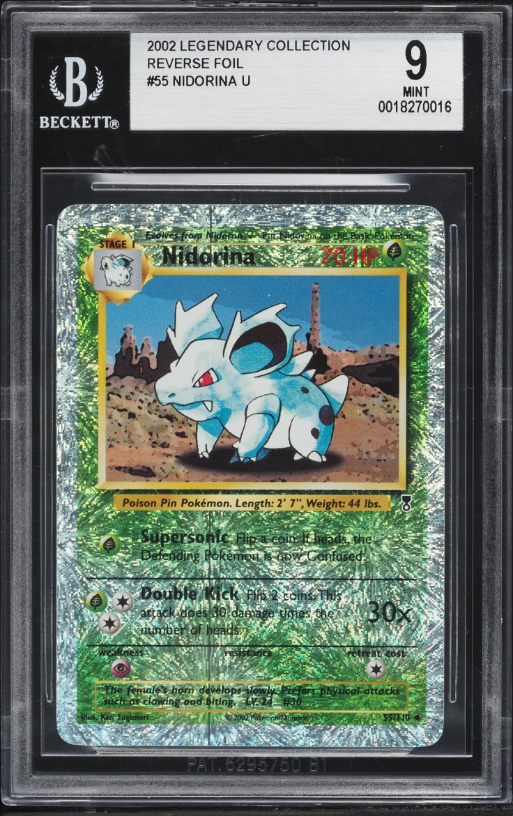 2002 Pokemon Legendary Collection Reverse Holo Nidorina #55 BGS 9 MINT