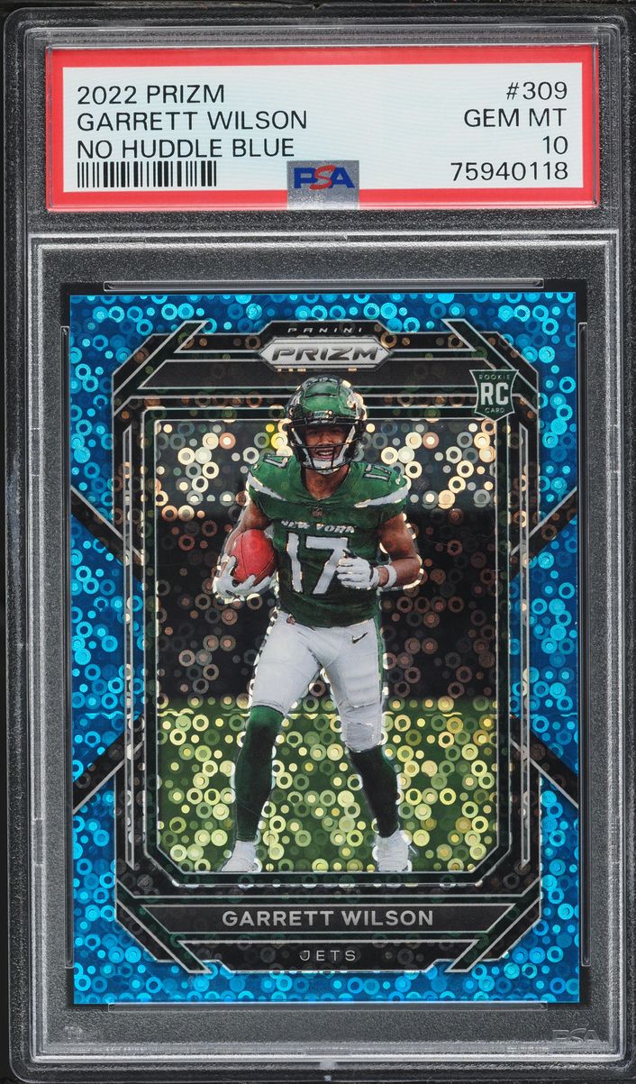 2022 Panini Prizm No Huddle Blue Garrett Wilson ROOKIE /79 #309 PSA 10 GEM MINT