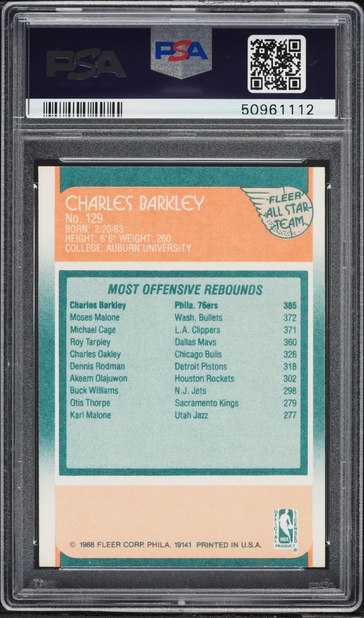 1988 Fleer All Star Charles Barkley #129 PSA 7 NRMT