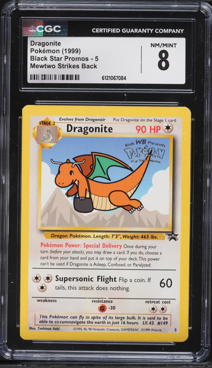 1999 Pokemon Promo Mewtwo Strikes Back Dragonite #5 CGC 8 NM-MT