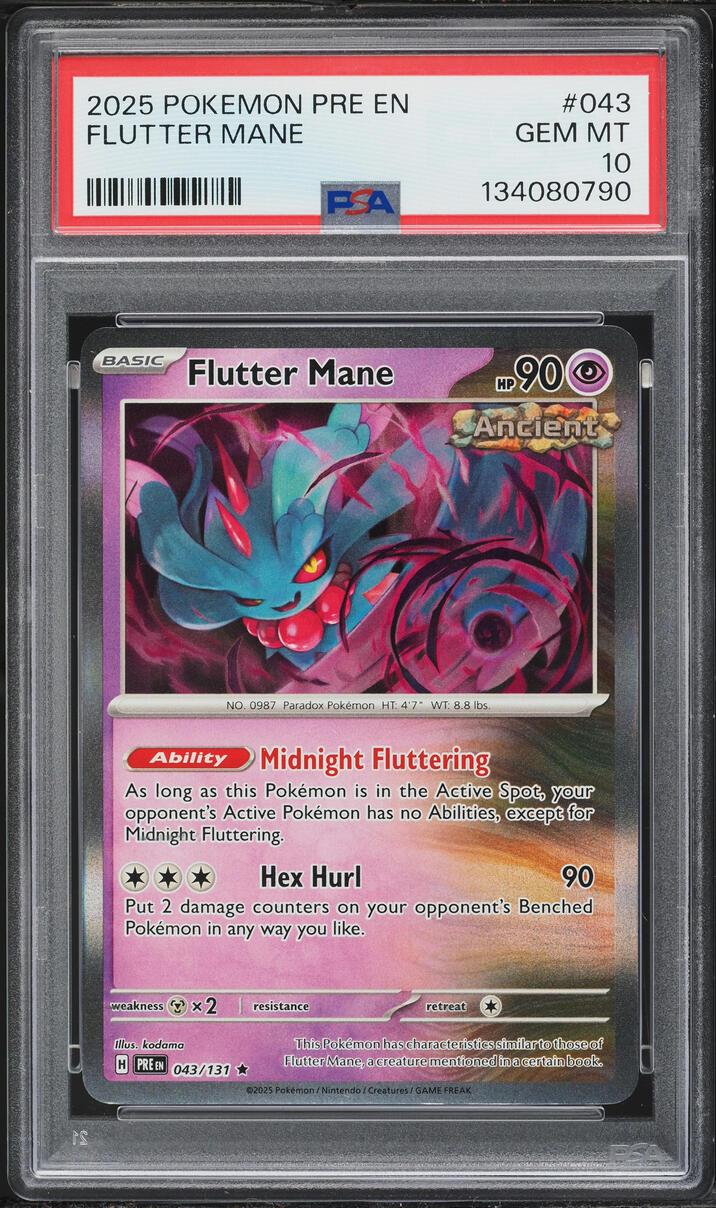 2025 Pokemon Scarlet & Violet Prismatic Evolutions Flutter Mane #43 PSA 10 GEM MINT