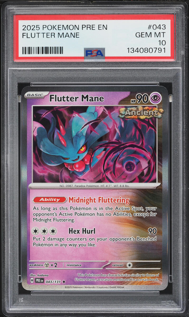 2025 Pokemon Scarlet & Violet Prismatic Evolutions Flutter Mane #43 PSA 10 GEM MINT