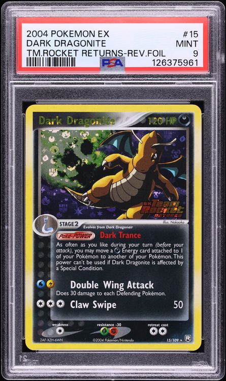 2004 Pokemon Ex Team Rocket Returns Reverse Holo Dark Dragonite #15 PSA 9 MINT