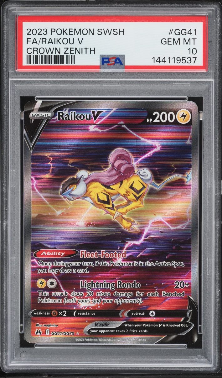 2023 Pokemon Sword & Shield Crown Zenith Alt Art Raikou V #GG41 PSA 10 GEM MINT