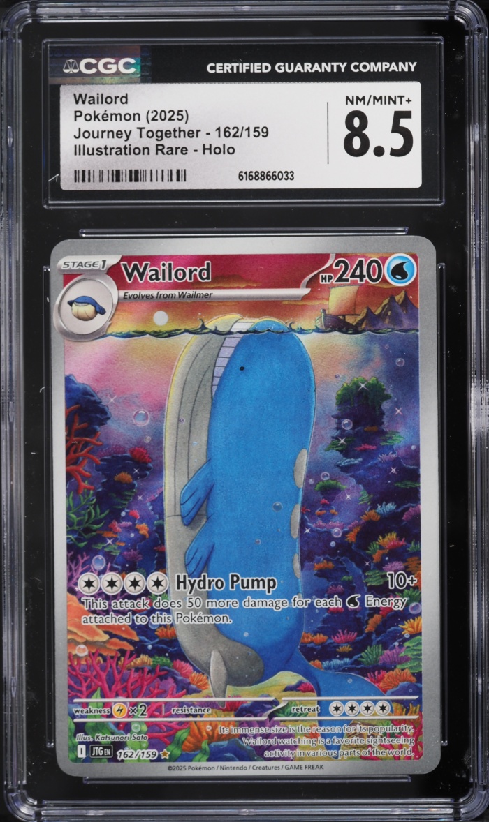 2025 Pokemon Scarlet & Violet Journey Together IR Wailord #162 CGC 8.5 NM-MT+