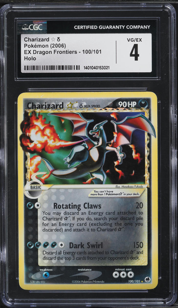 2006 Pokemon EX Dragon Frontiers Holo Charizard Gold Star #100 CGC 4 VGEX