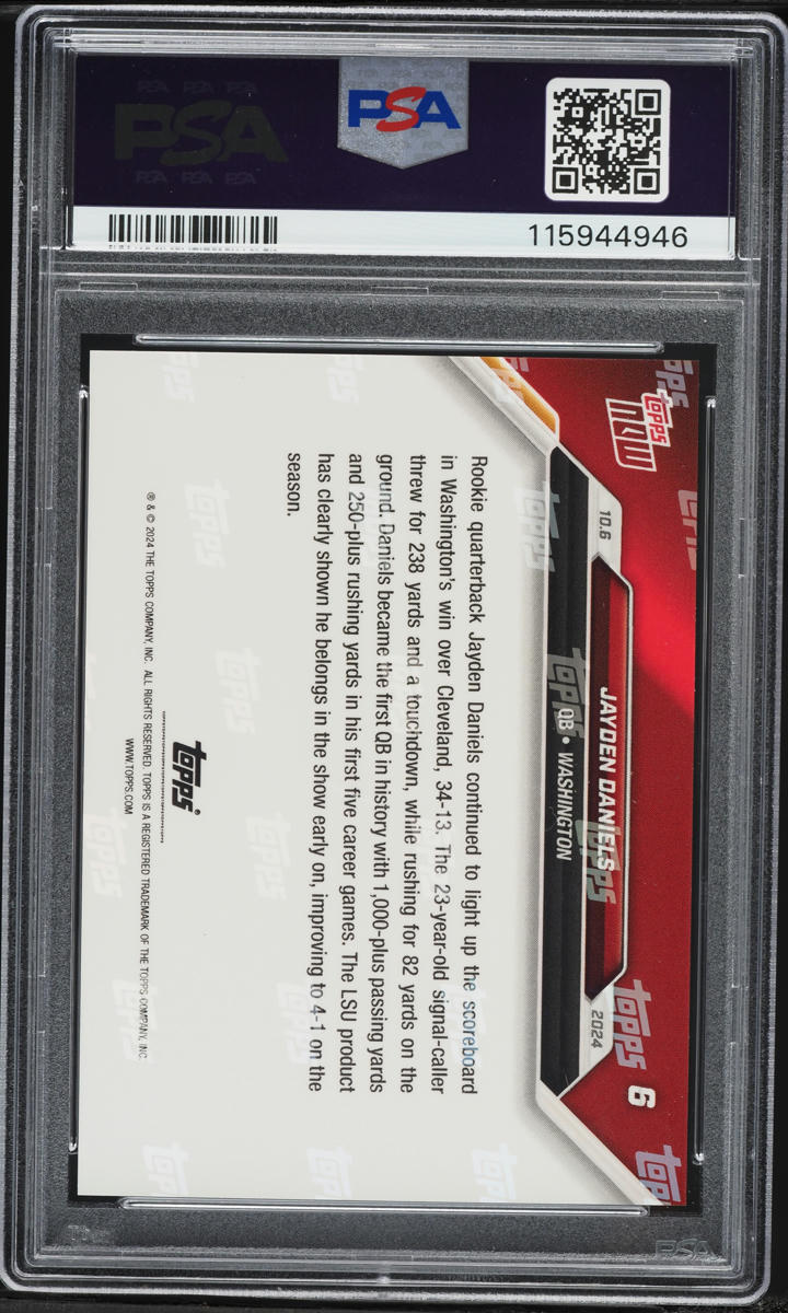 2024 Topps Now Jayden Daniels ROOKIE #6 PSA 8 NM-MT