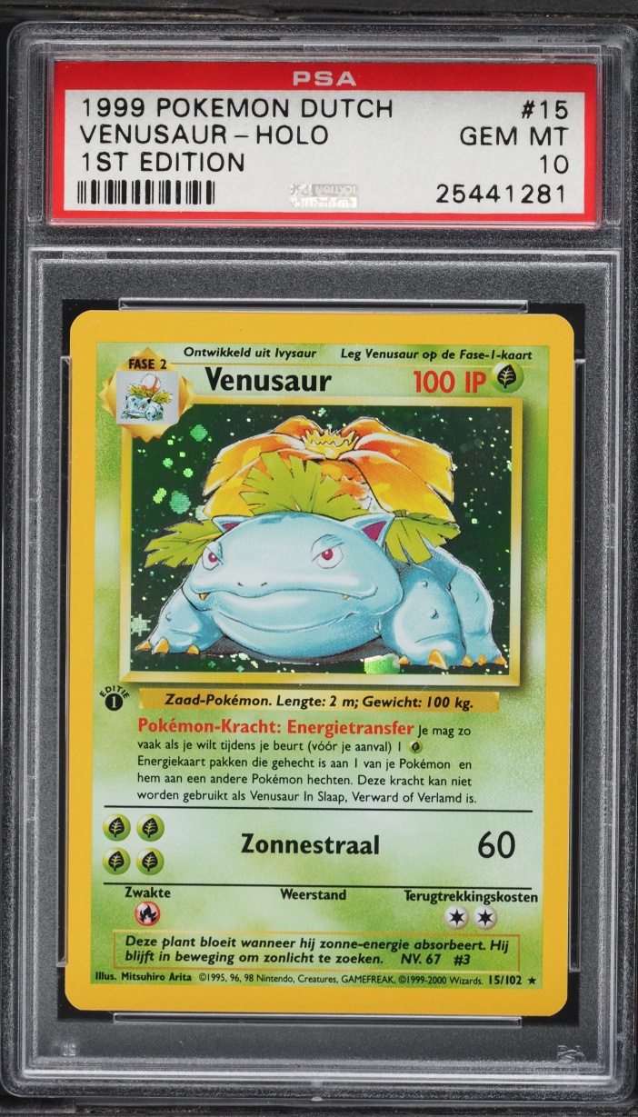 1999 Pokemon Dutch 1st Edition Holo Venusaur #15 PSA 10 GEM MINT