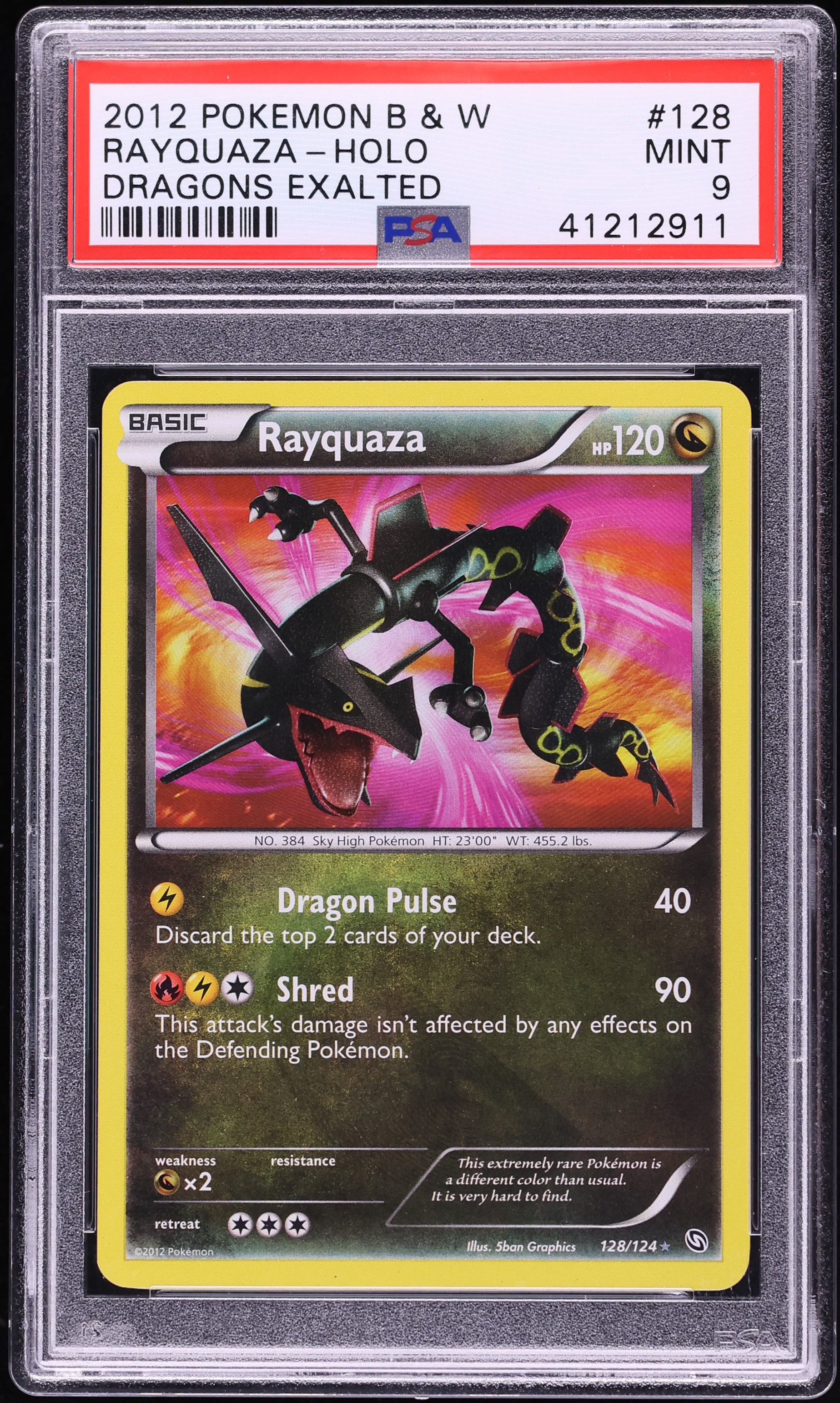 2012 Pokemon Black & White Dragons Exalted Holo Rayquaza #128 PSA 9 MINT