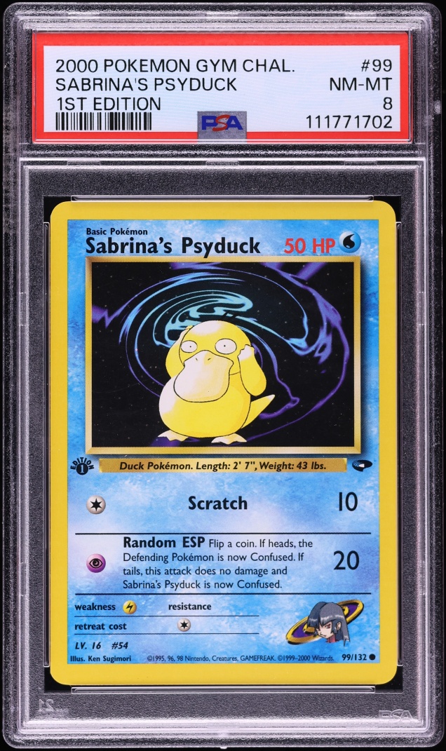 2000 Pokemon Gym Challenge 1st Edition Sabrina's Psyduck #99 PSA 8 NM-MT