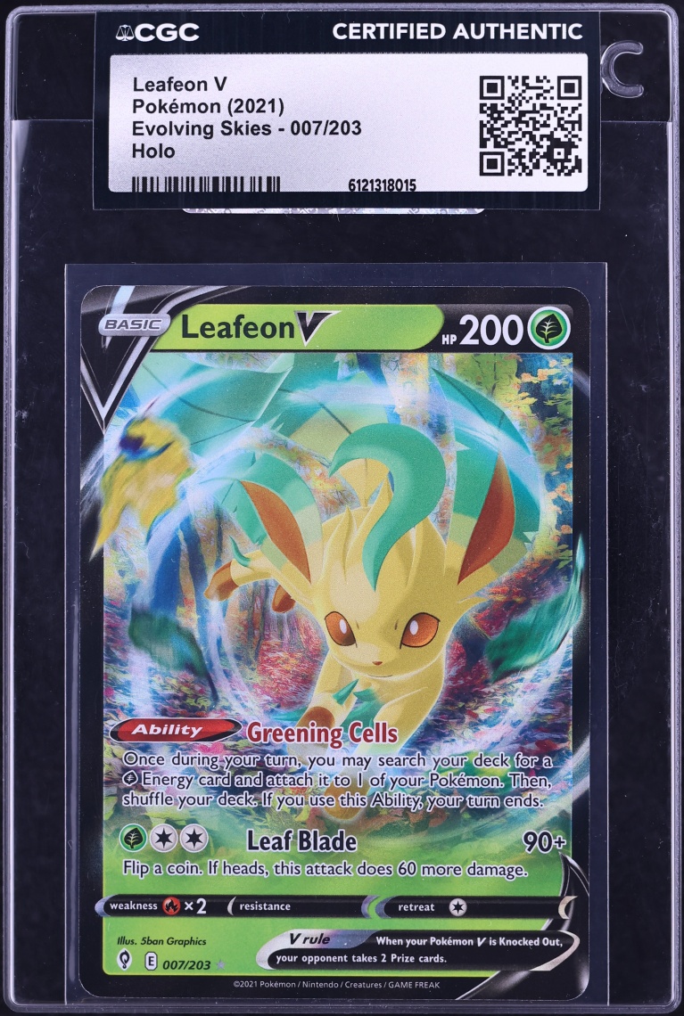 2023 Pokemon Sword & Shield Evolving Skies Holo Leafeon V #7 CGC AUTH
