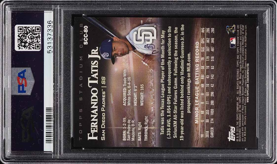 2019 Stadium Club Chrome Fernando Tatis Jr. ROOKIE #SCC80 PSA 10 GEM MINT