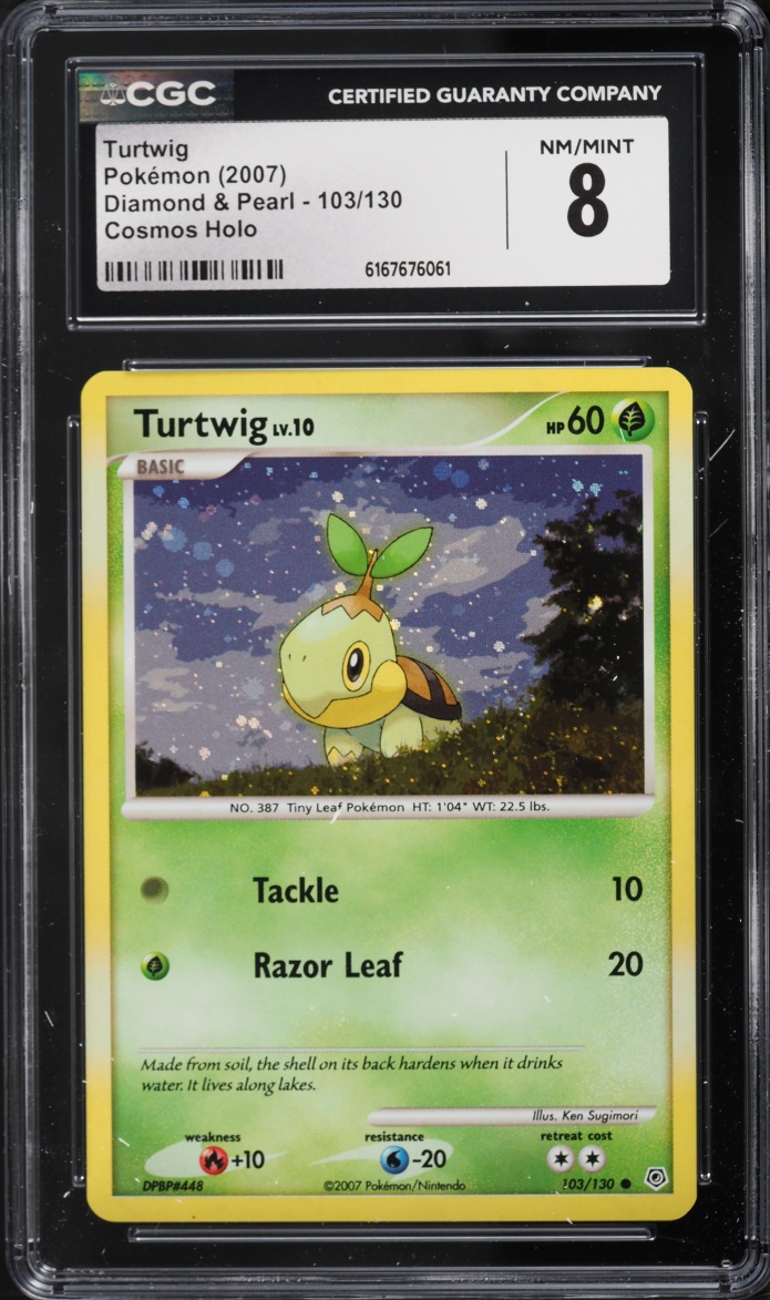 2007 Pokemon Diamond & Pearl Cosmos Holo Turtwig #103 CGC 8 Nm-Mt