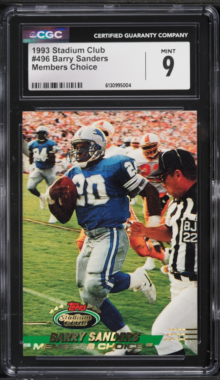 1993 Stadium Club Members Choice Barry Sanders #496 CGC 9 MINT