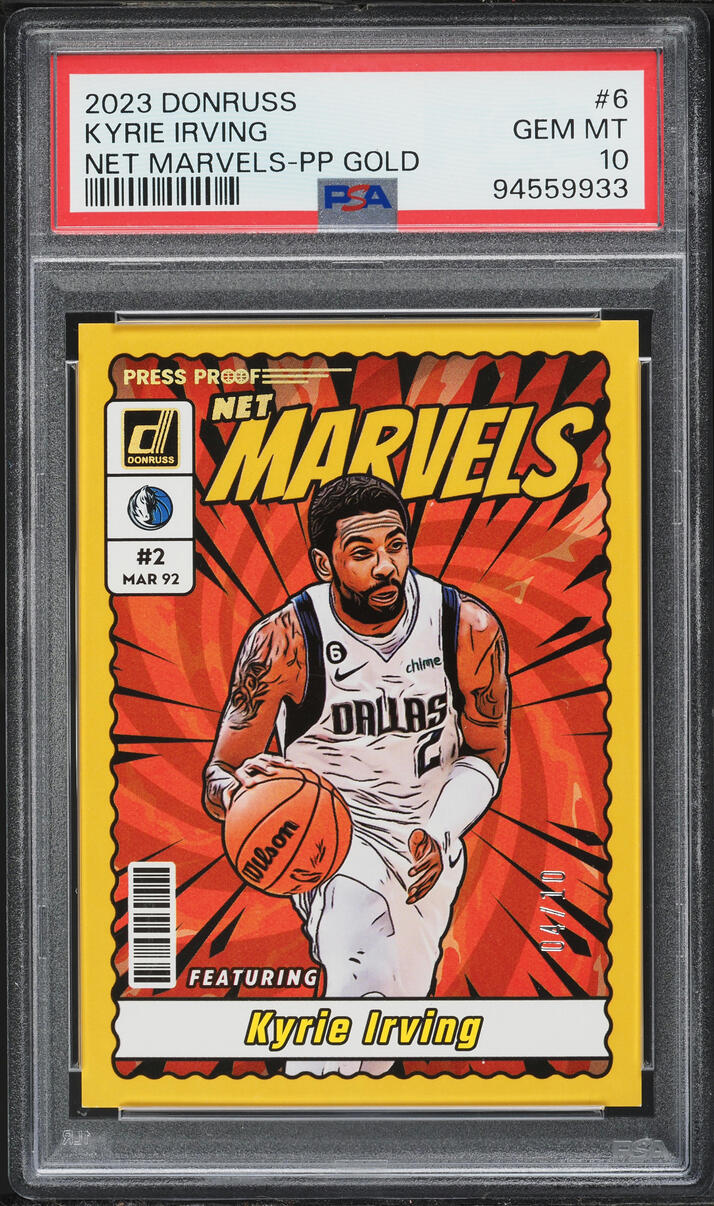 2023 Donruss Net Marvels Press Proof Gold Kyrie Irving /10 #6 PSA 10 GEM MINT - Photo 1