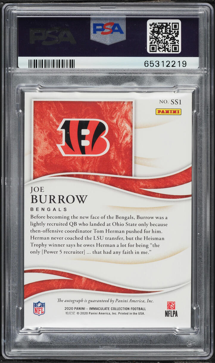 2020 Immaculate Collection Shadowbox Joe Burrow ROOKIE AUTO DNA 10 /49 #SS1 PSA 9 MINT - Photo 2