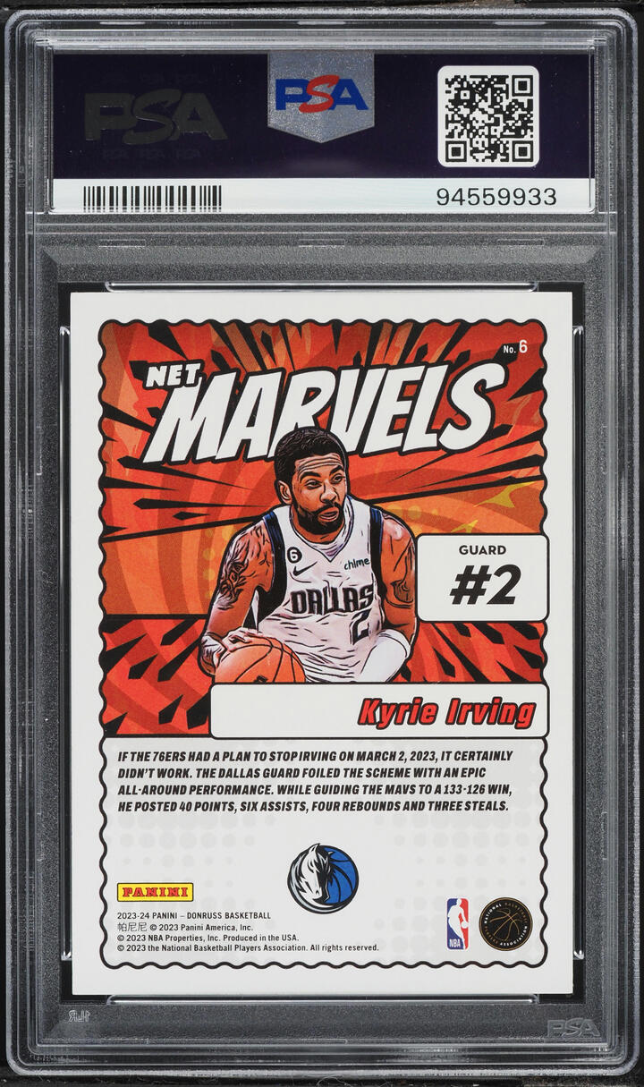 2023 Donruss Net Marvels Press Proof Gold Kyrie Irving /10 #6 PSA 10 GEM MINT - Photo 2