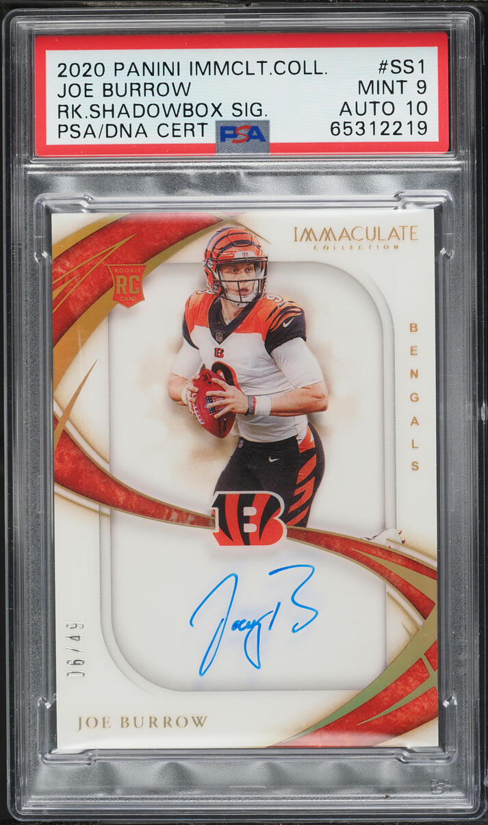 2020 Immaculate Collection Shadowbox Joe Burrow ROOKIE AUTO DNA 10 /49 #SS1 PSA 9 MINT - Photo 1