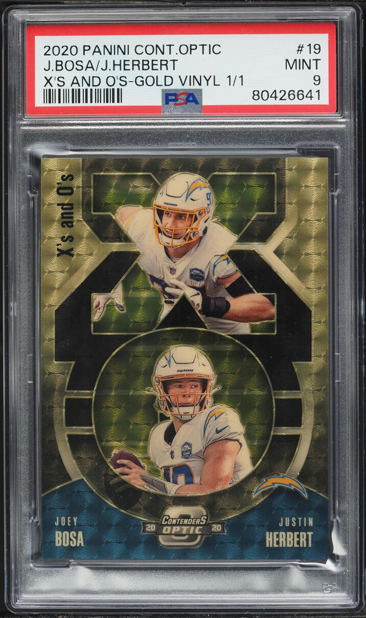 2020 Panini Contenders Optic X'S And O'S Gold Vinyl Joey Bosa Justin Herbert ROOKIE 1/1 PSA 9 - Photo 1