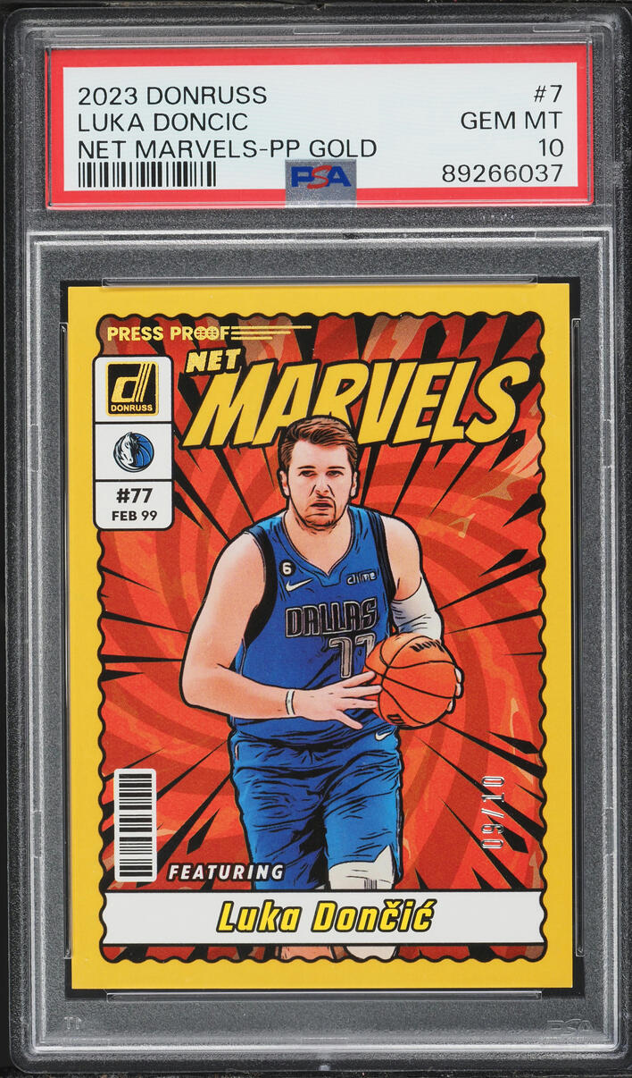 2023 Donruss Net Marvels Press Proof Gold Luka Doncic /10 #7 PSA 10 GEM MINT - Photo 1