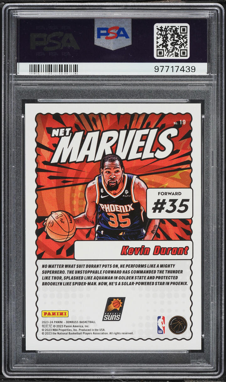 2023 Donruss Net Marvels Press Proof Gold Kevin Durant /10 #19 PSA 10 GEM MINT - Photo 2