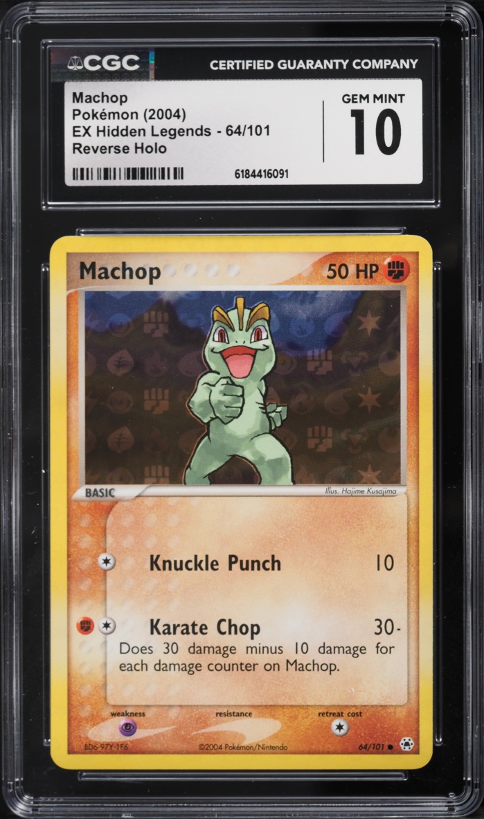 2004 Pokemon EX Hidden Legends Reverse Holo Machop #64 CGC 10 GEM MINT