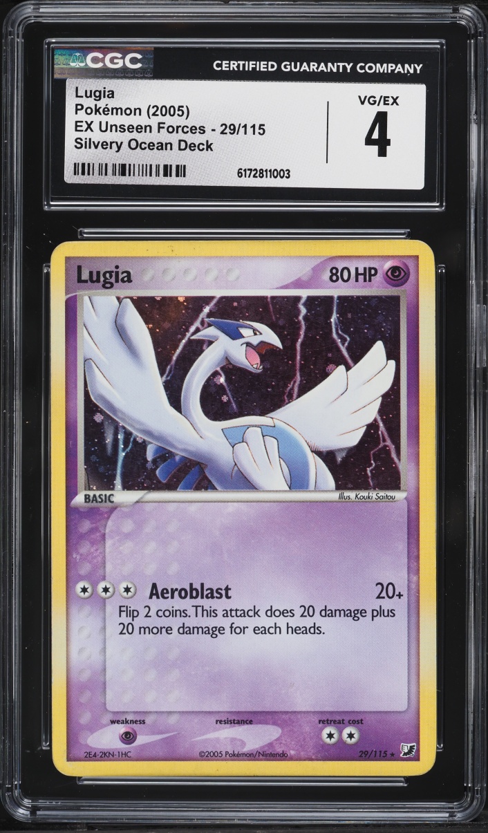 2005 Pokemon EX Unseen Forces Silvery Ocean Deck Lugia #29 CGC 4 VGEX