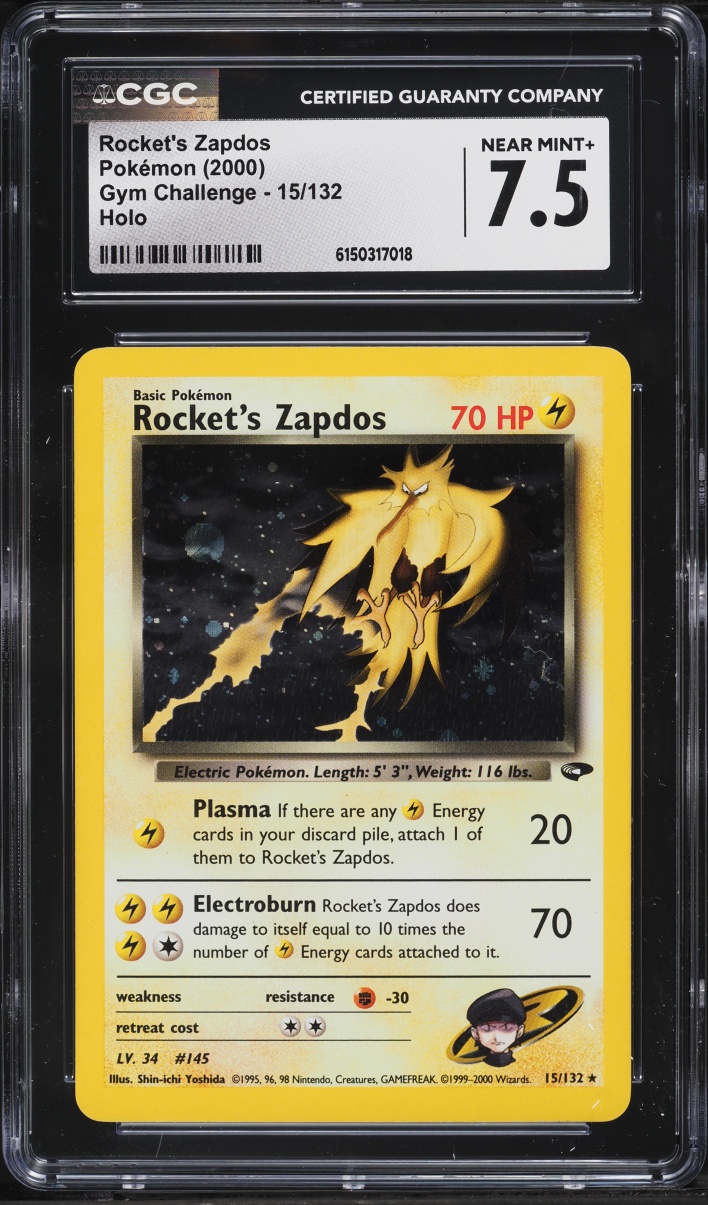 2000 Pokemon Gym Challenge Holo Rocket's Zapdos #15 CGC 7.5 NRMT+