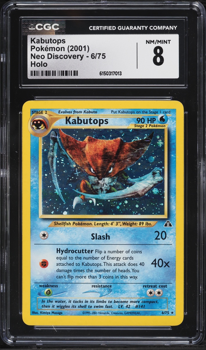 2001 Pokemon Neo Discovery Holo Kabutops #6 CGC 8 NM-MT
