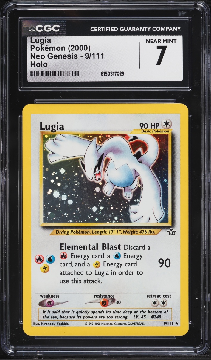 2000 Pokemon Neo Genesis Unlimited Holo Lugia #9 CGC 7 NRMT