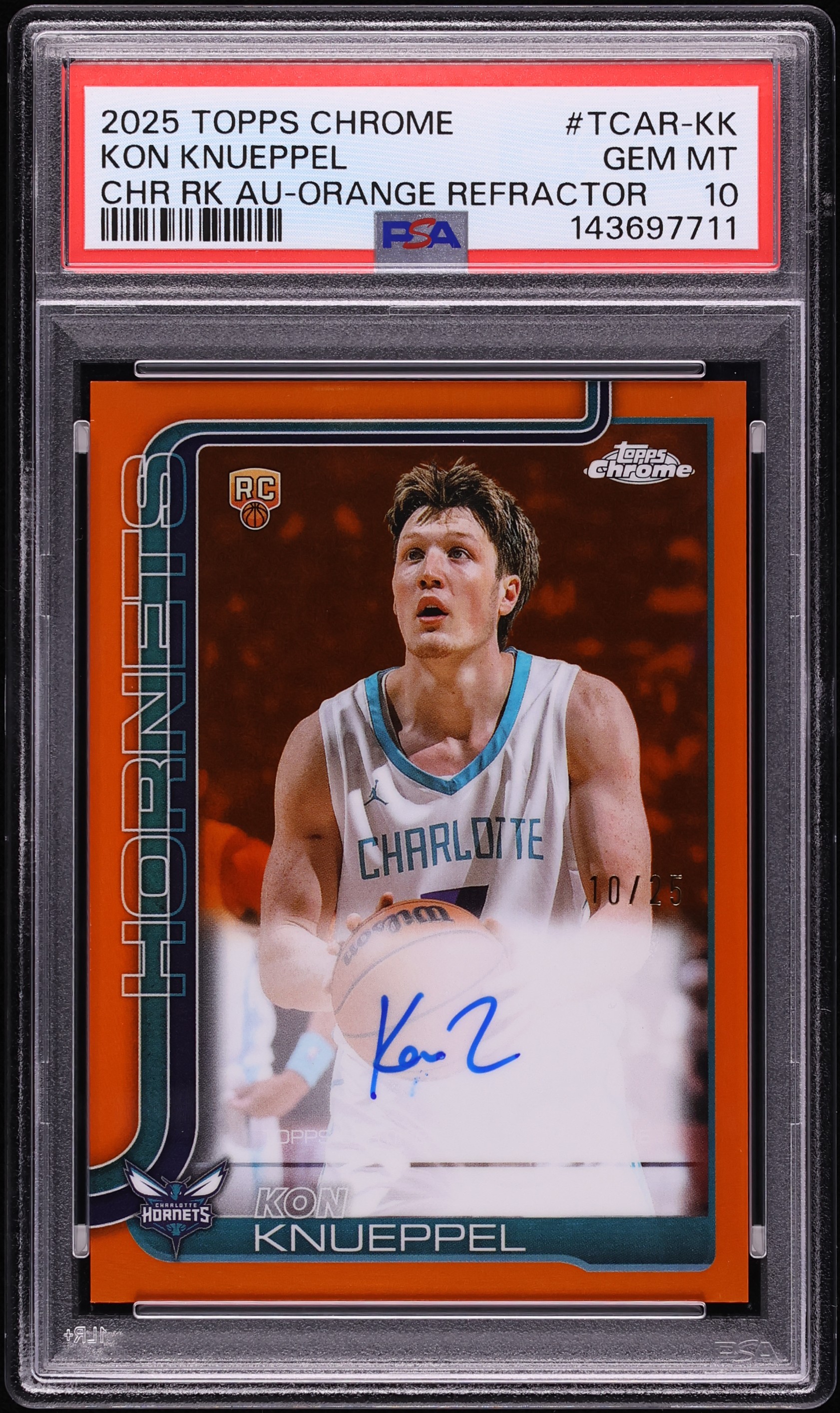 2025 Topps Chrome Orange Refractor Kon Knueppel ROOKIE AUTO /25 