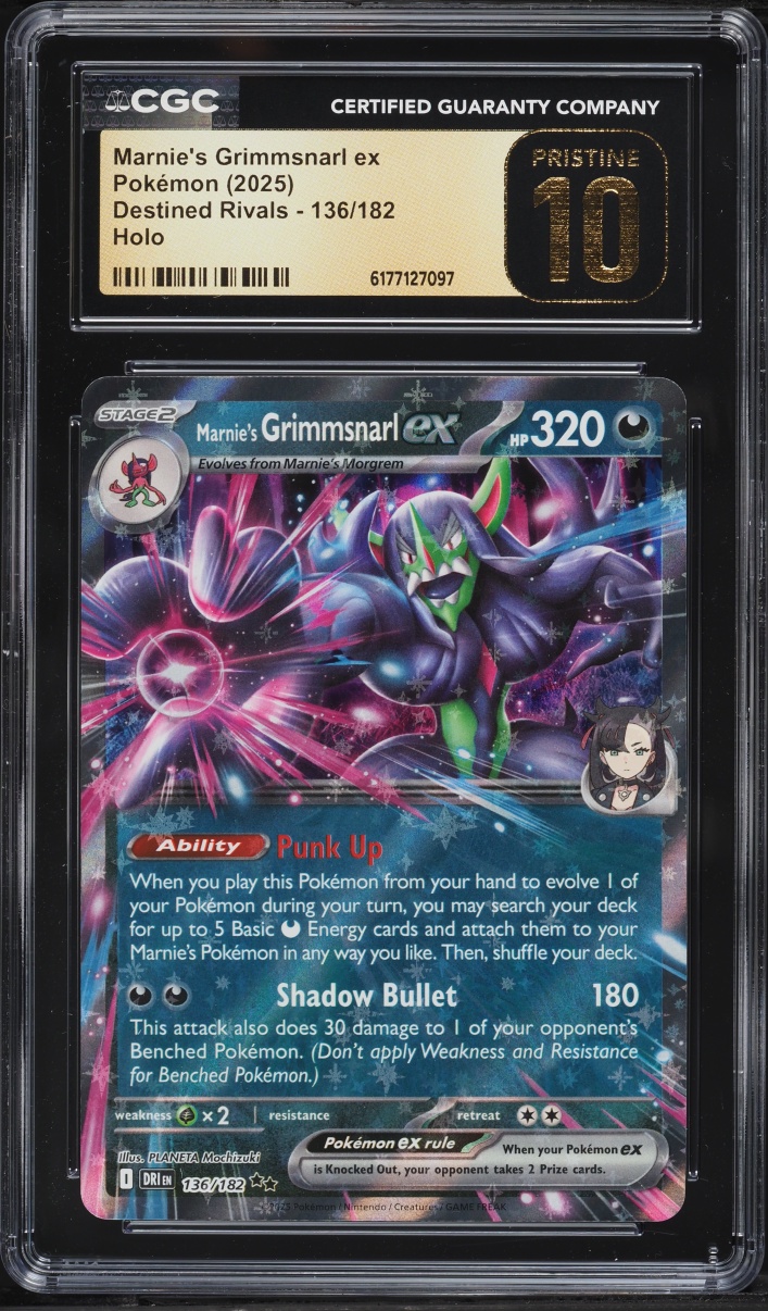 2025 Pokemon Scarlet & Violet Destined Rivals Holo Marnie's Grimmsnarl Ex #136 CGC 10 PRISTINE