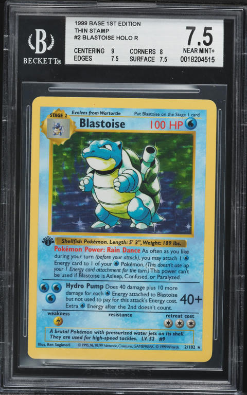 1999 Pokemon Base Set Shadowless 1st Edition Thick Stamp Holo