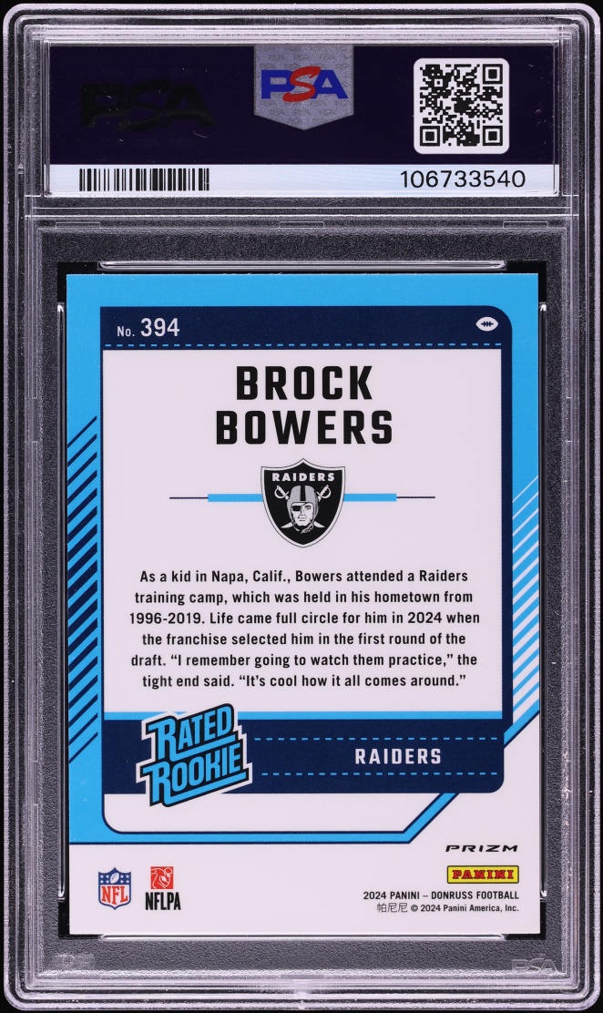 2024 Donruss Optic Preview Red Pandora Prizm Brock Bowers ROOKIE #394 PSA 10 GEM MINT