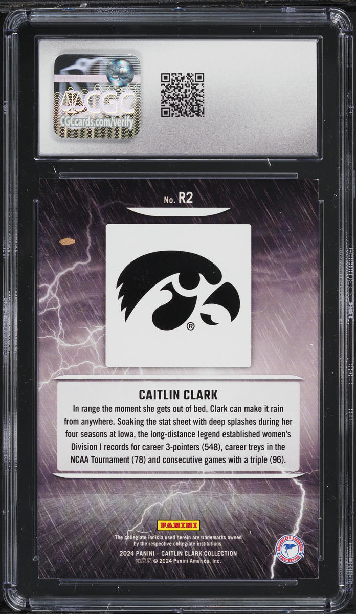 2024 Panini Collection Raining 3s Vortex Caitlin Clark /399 #R2 CGC 8.5 NM-MT+
