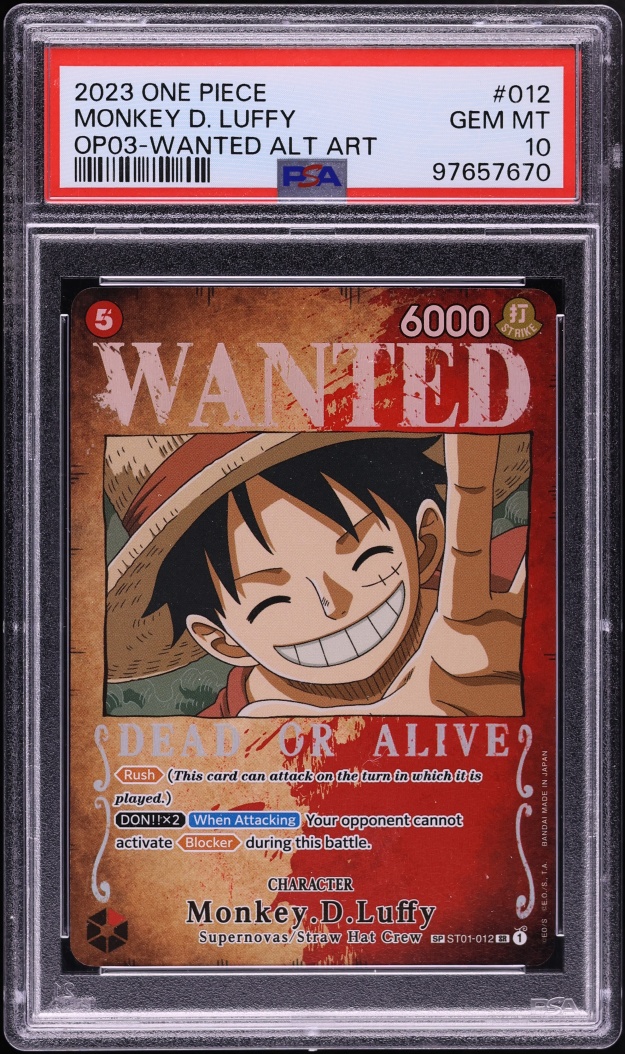 2023 One Piece Pillars Of Strength Wanted SP SR Alt Art Monkey D. Luffy #ST01-012 PSA 10 GEM