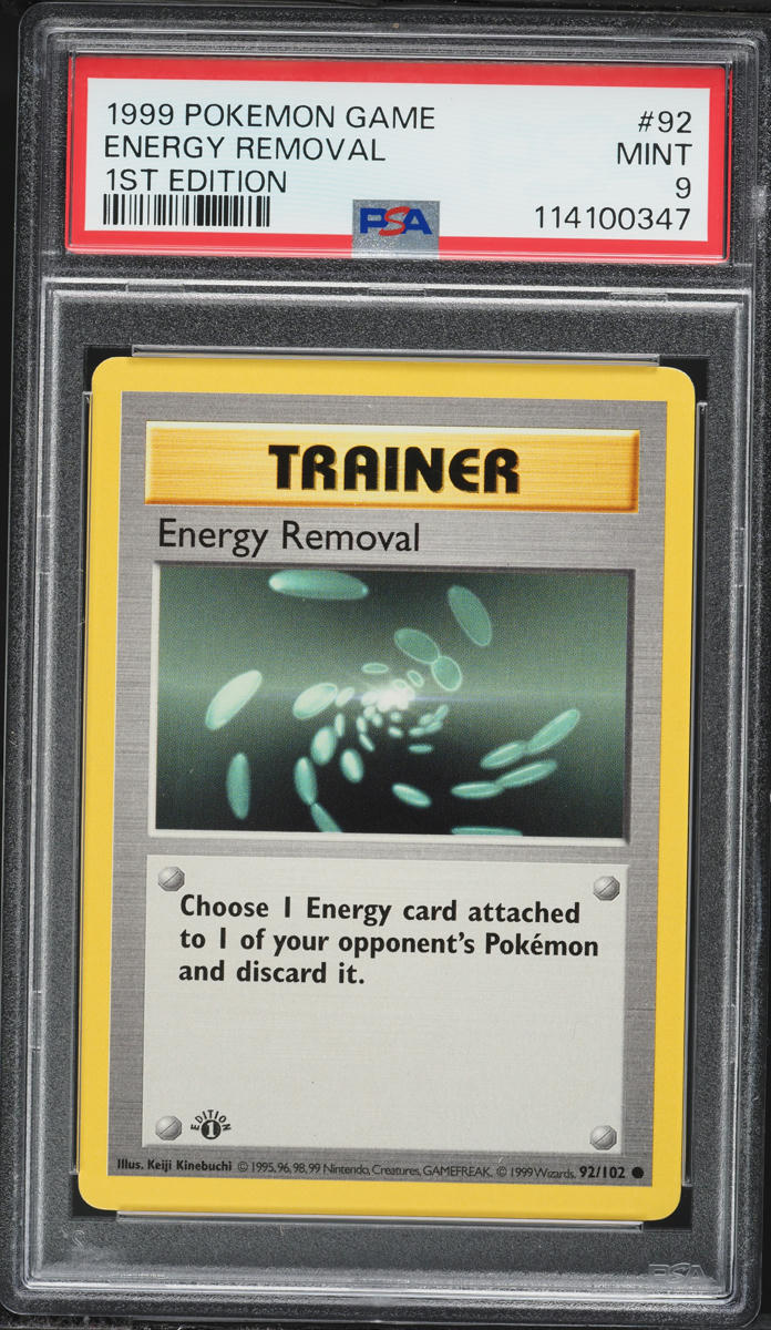 1999 Pokemon Base Set Shadowless 1st Edition Energy Removal #92 PSA 9 MINT