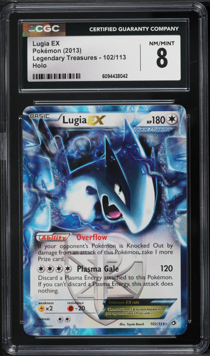 2013 Pokemon Black & White Legendary Treasures Holo Lugia EX #102 CGC 8 NM-MT