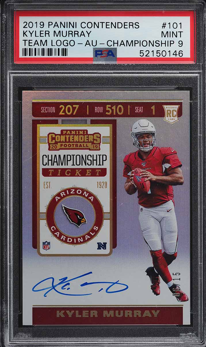 2019 Panini Contenders Championship Ticket Kyler Murray ROOKIE AUTO /15 #101 PSA 9 MINT