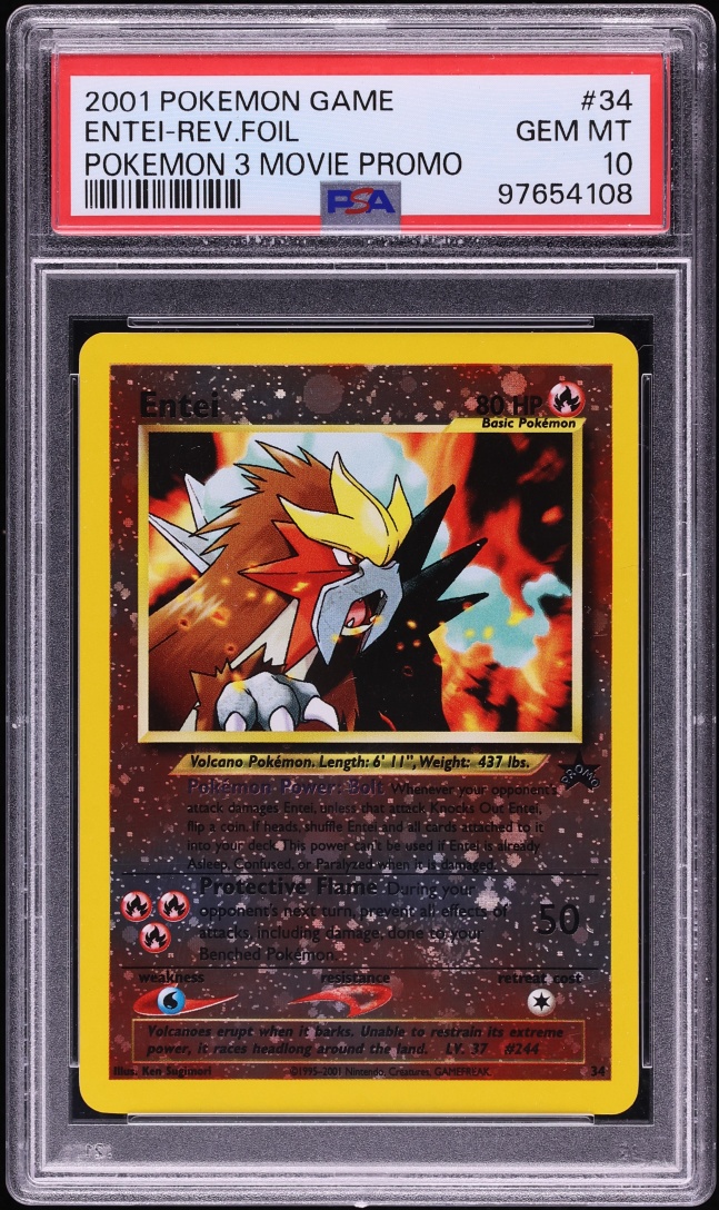 2001 Pokemon Movie Promo Reverse Holo Entei #34 PSA 10 GEM MINT