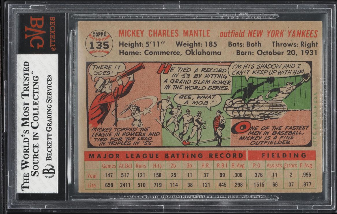 1956 Topps Mickey Mantle #135 BVG 5.5 EX+