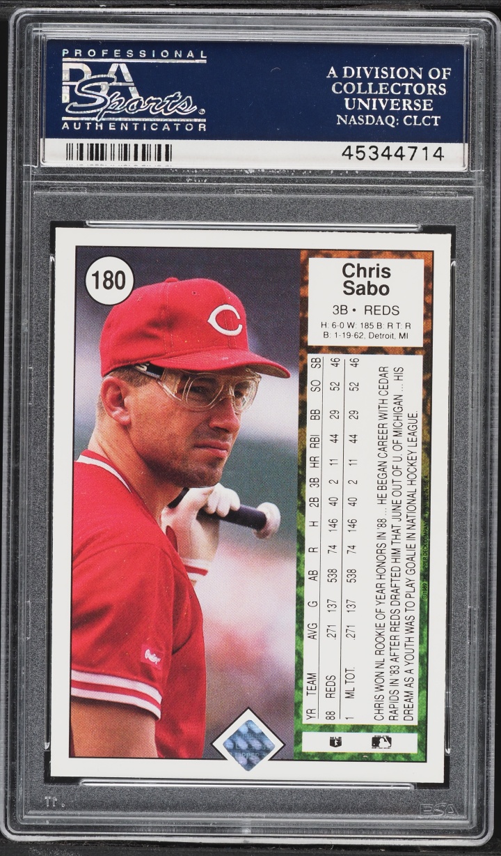 1989 Upper Deck Chris Sabo #180 PSA 10 GEM MINT