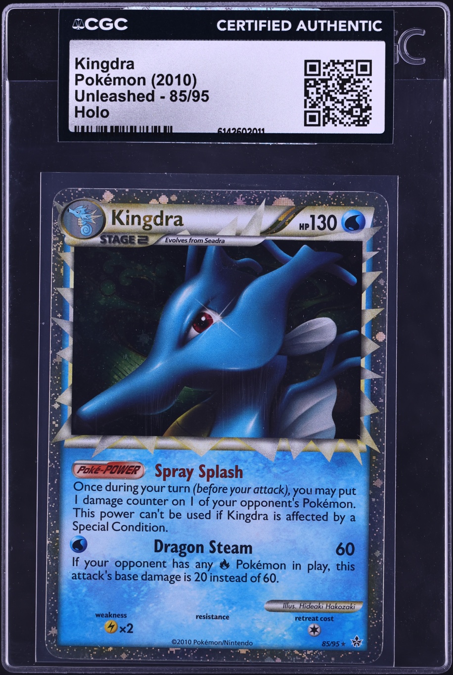 2010 Pokemon HeartGold & SoulSilver Unleashed Holo Prime Kingdra #85 CGC AUTH