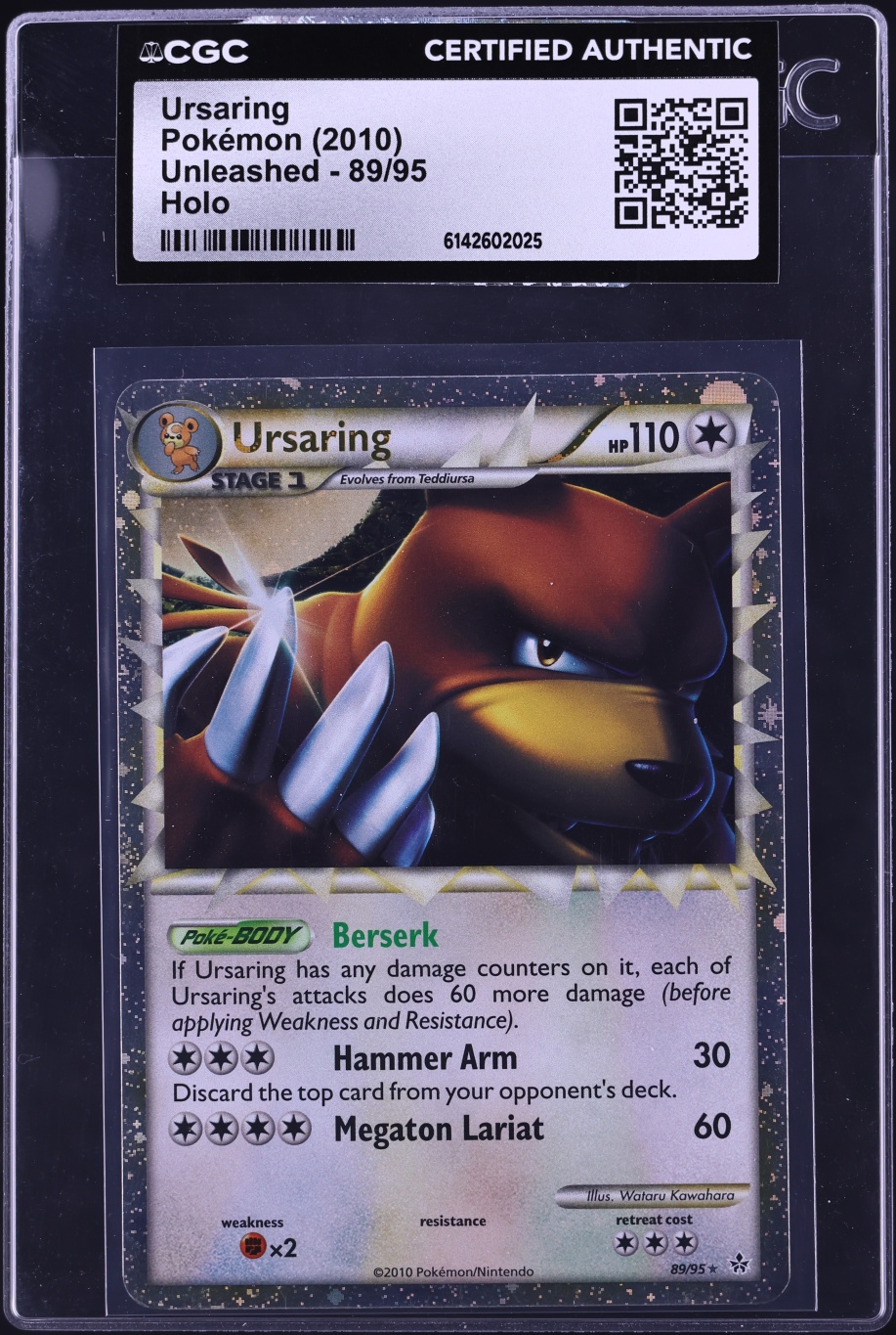 2010 Pokemon HeartGold & SoulSilver Unleashed Holo Ursaring #89 CGC AUTH