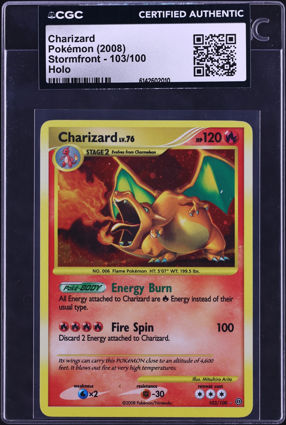 2008 Pokemon Diamond & Pearl Stormfront Holo Charizard #103 CGC AUTH