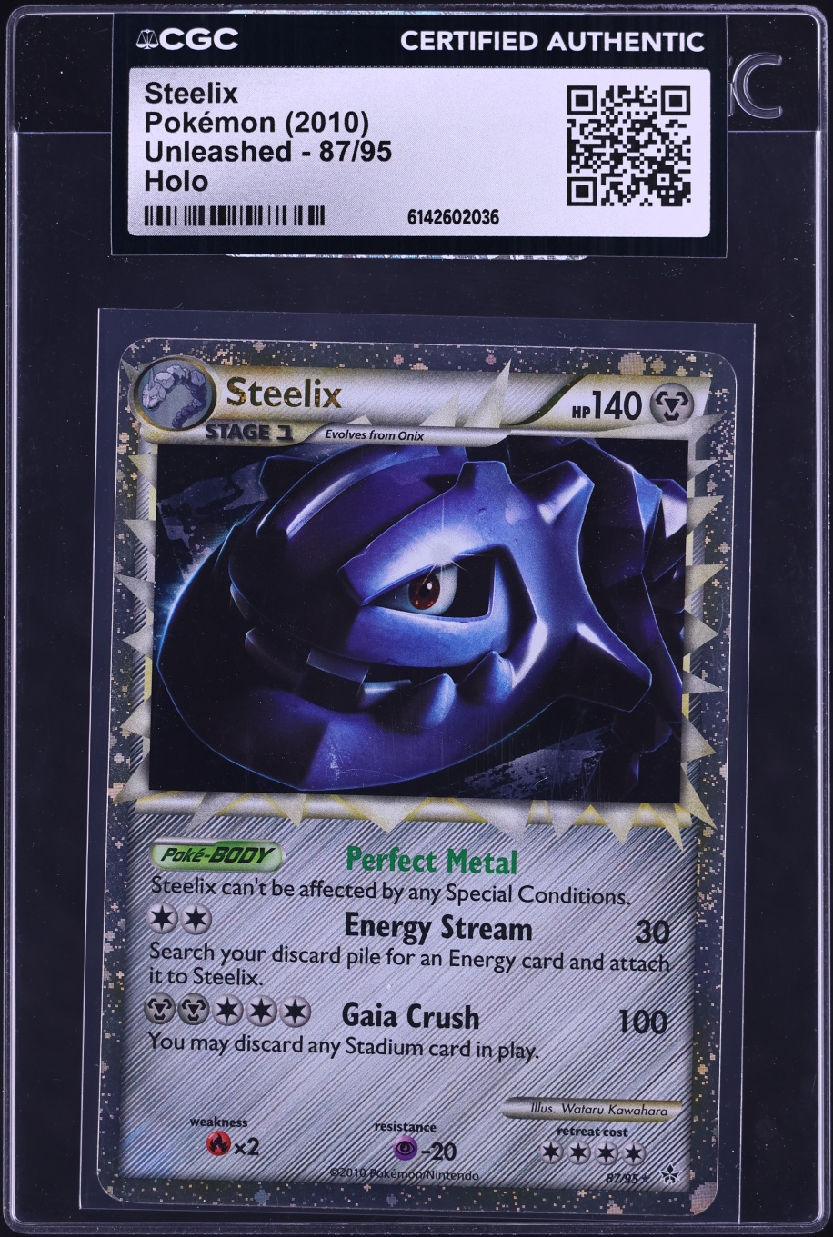2010 Pokemon HeartGold & SoulSilver Unleashed Holo Steelix #87 CGC AUTH