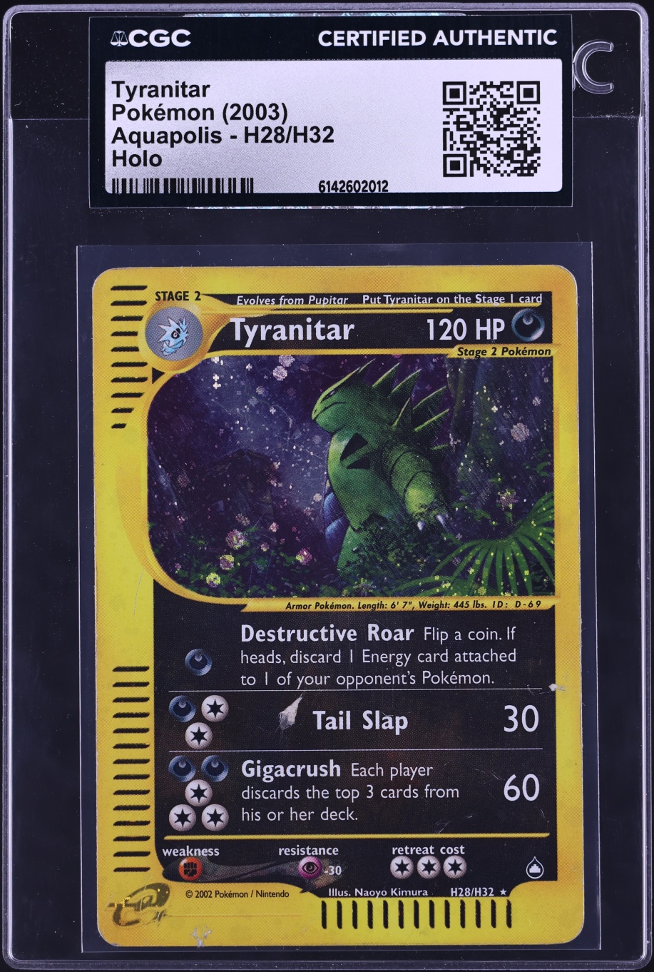 2003 Pokemon Aquapolis Holo Tyranitar #H28 CGC AUTH