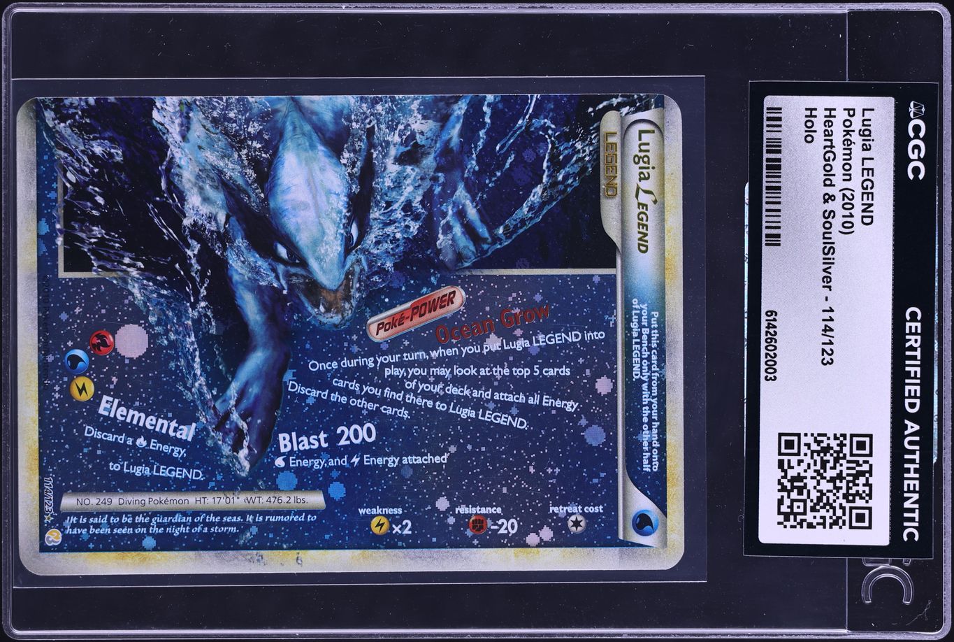 2010 Pokemon HeartGold & SoulSilver Holo Lugia LEGEND #114 CGC AUTH