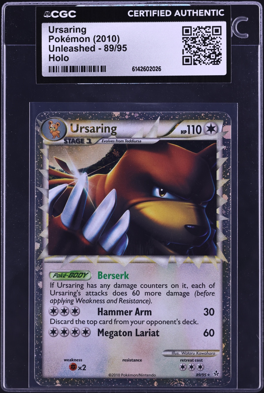 2010 Pokemon HeartGold & SoulSilver Unleashed Holo Ursaring #89 CGC AUTH